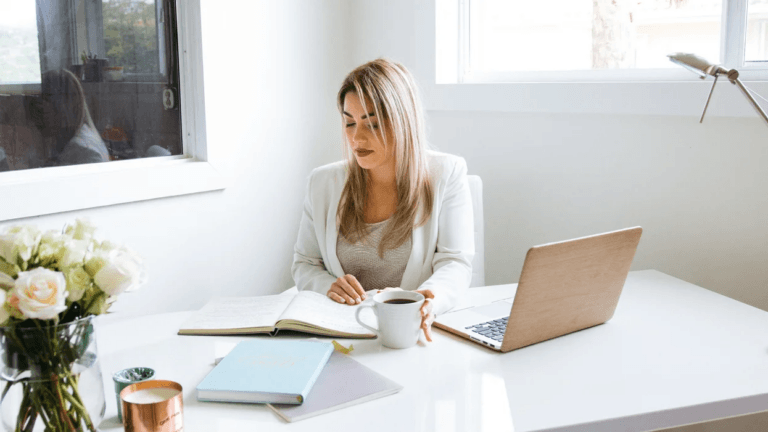 woman working at a desk