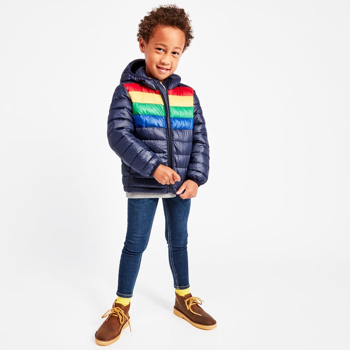 primary rainbow puffer jacket