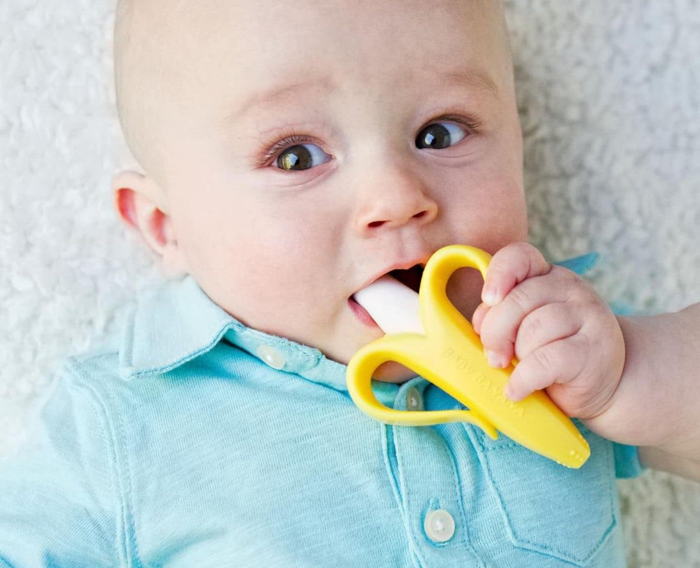 Baby Fruit Style Soft Rubber Rattle Teether Toy Newborn Chews Food