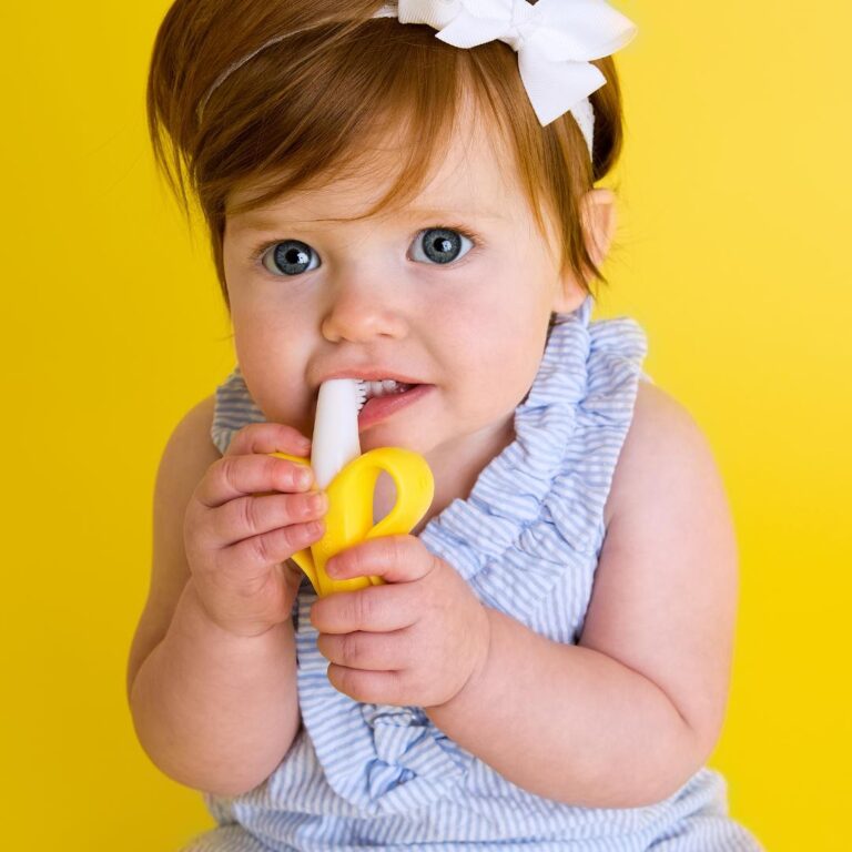 nubu baby banana teether, one of motherly's favorite teething toys for babies