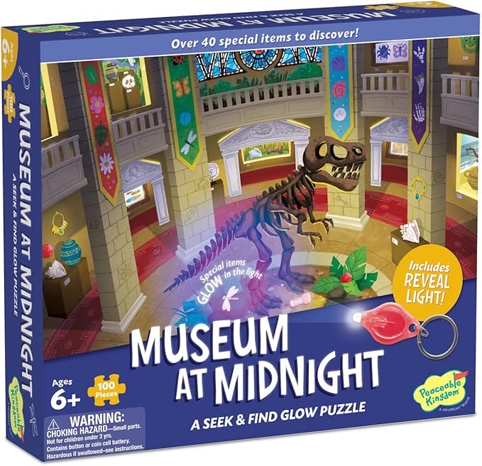 Peaceable Kingdom Museum at Midnight Seek & find Glow Puzzle