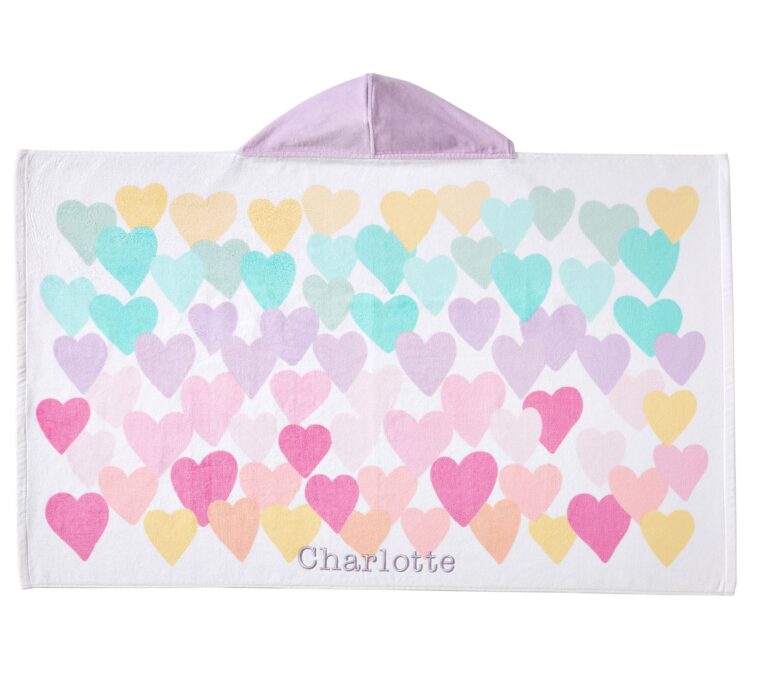 Pottery Barn Kids Rainbow Heart Kid Beach Hooded Towel