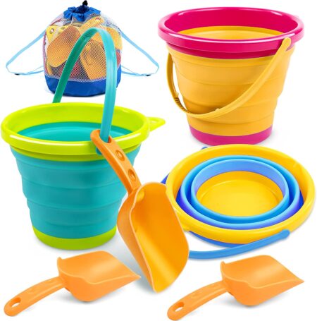 Collapsible Basket Buckets Sand Buckets For Kids With Shovel