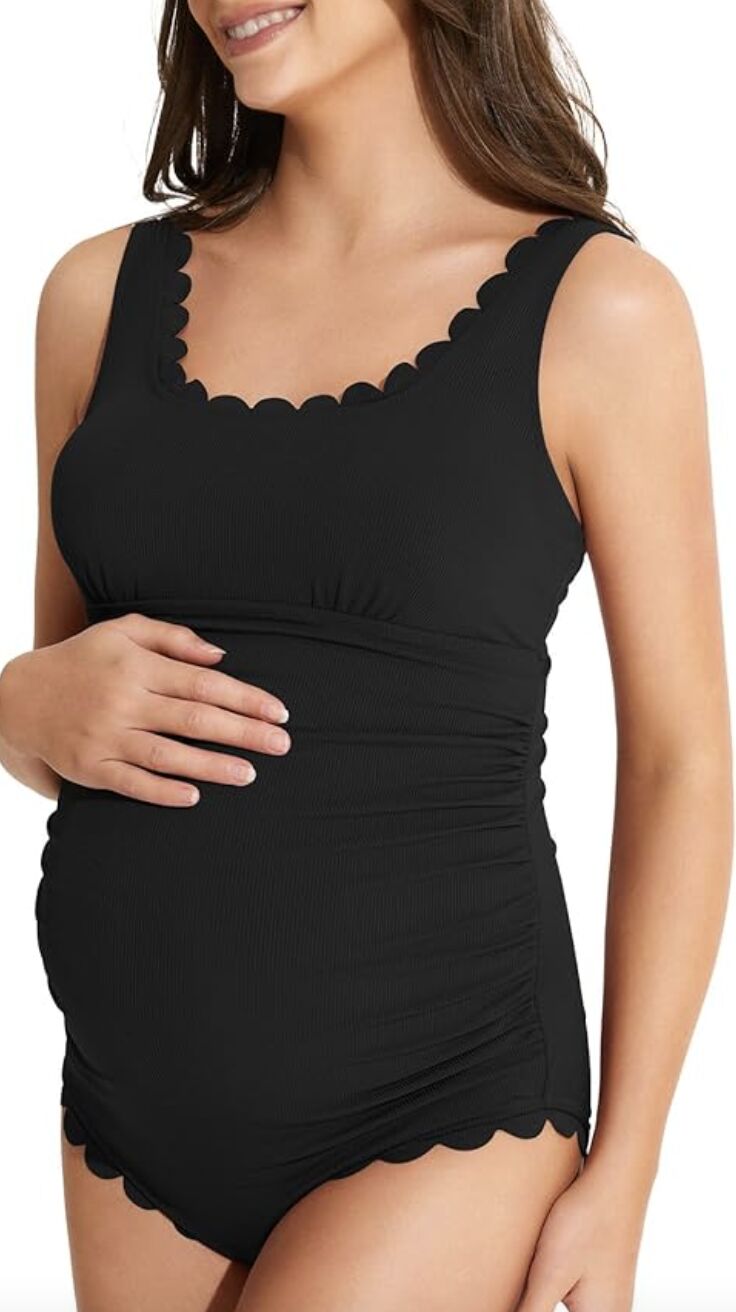 Summer Mae Scalloped Maternity One Piece Bathing Suit Motherly