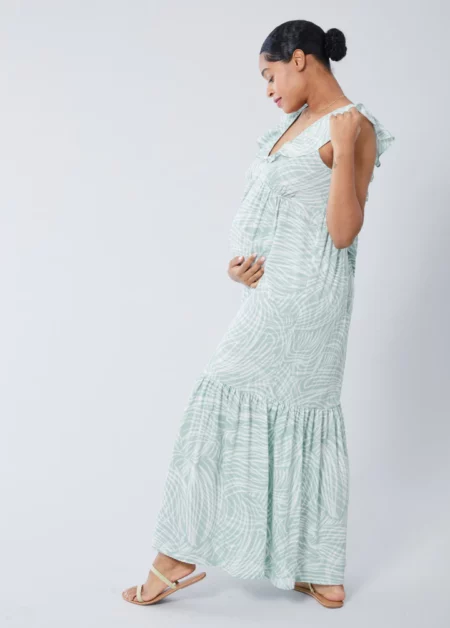 ASOS DESIGN Maternity textured twist front pleated midi dress in