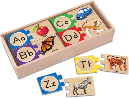 Melissa & Doug Self-Correcting Alphabet Wooden Puzzles With Storage Box