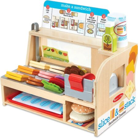 Melissa & Doug Wooden Slice & Stack Sandwich Counter with Deli Slicer