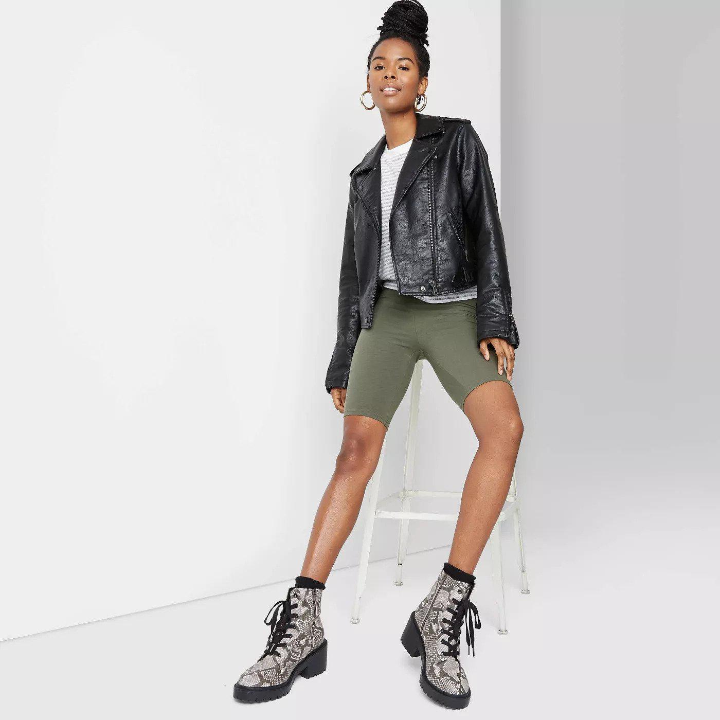 Leather biker deals shorts outfit