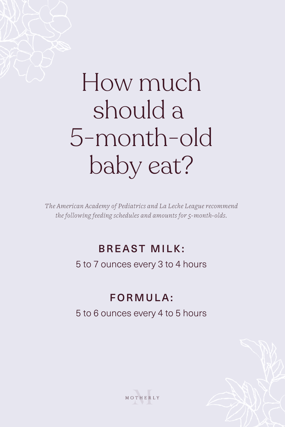 How many ounces of formula should store a 5 month old baby drink