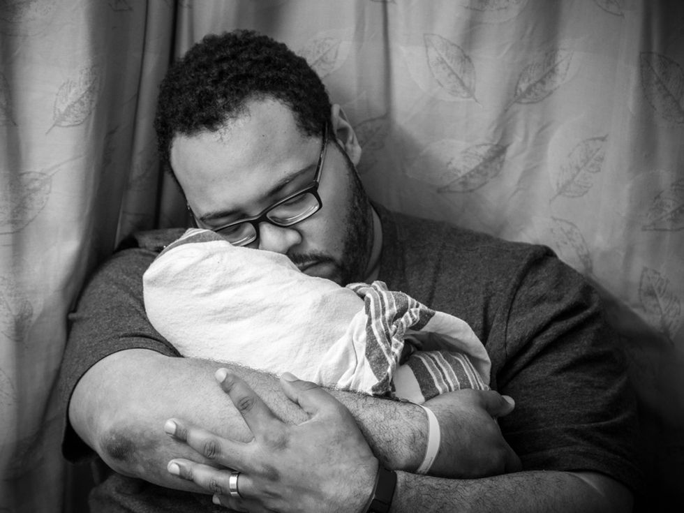 dad and baby after unexpected c-section