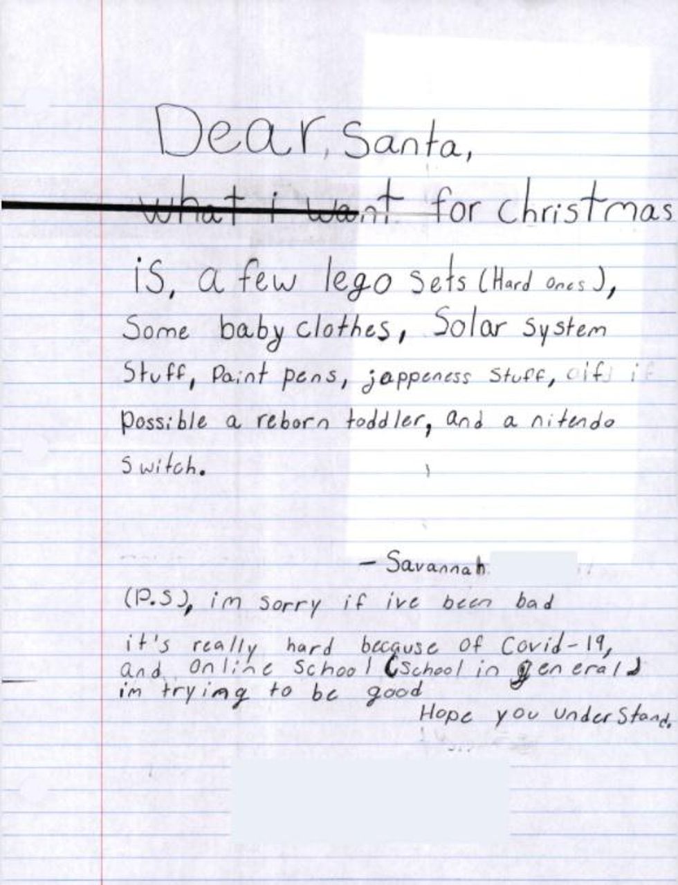 Letters to Santa reveal pandemic’s impact on kids