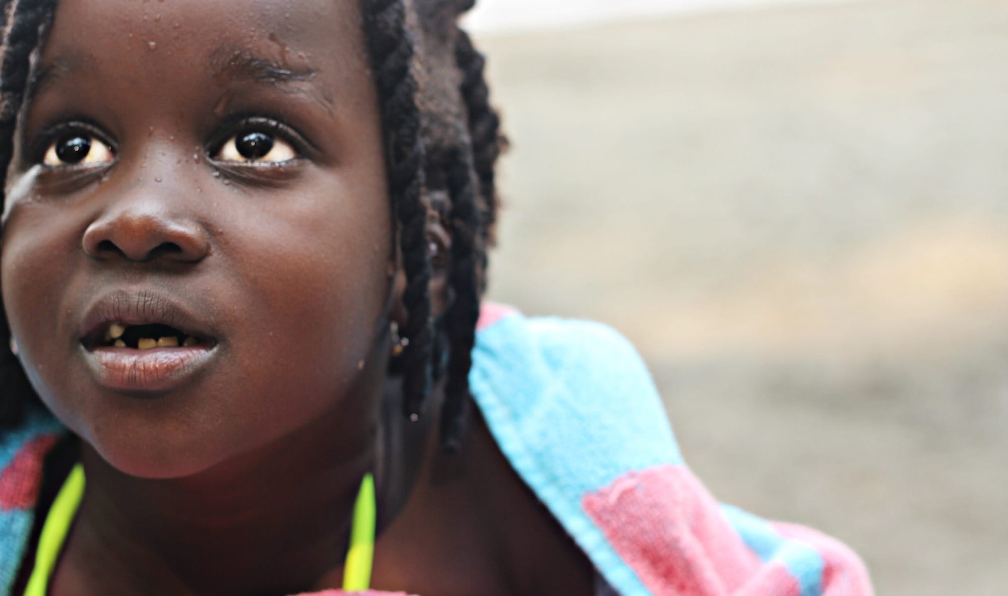 little girl looking up