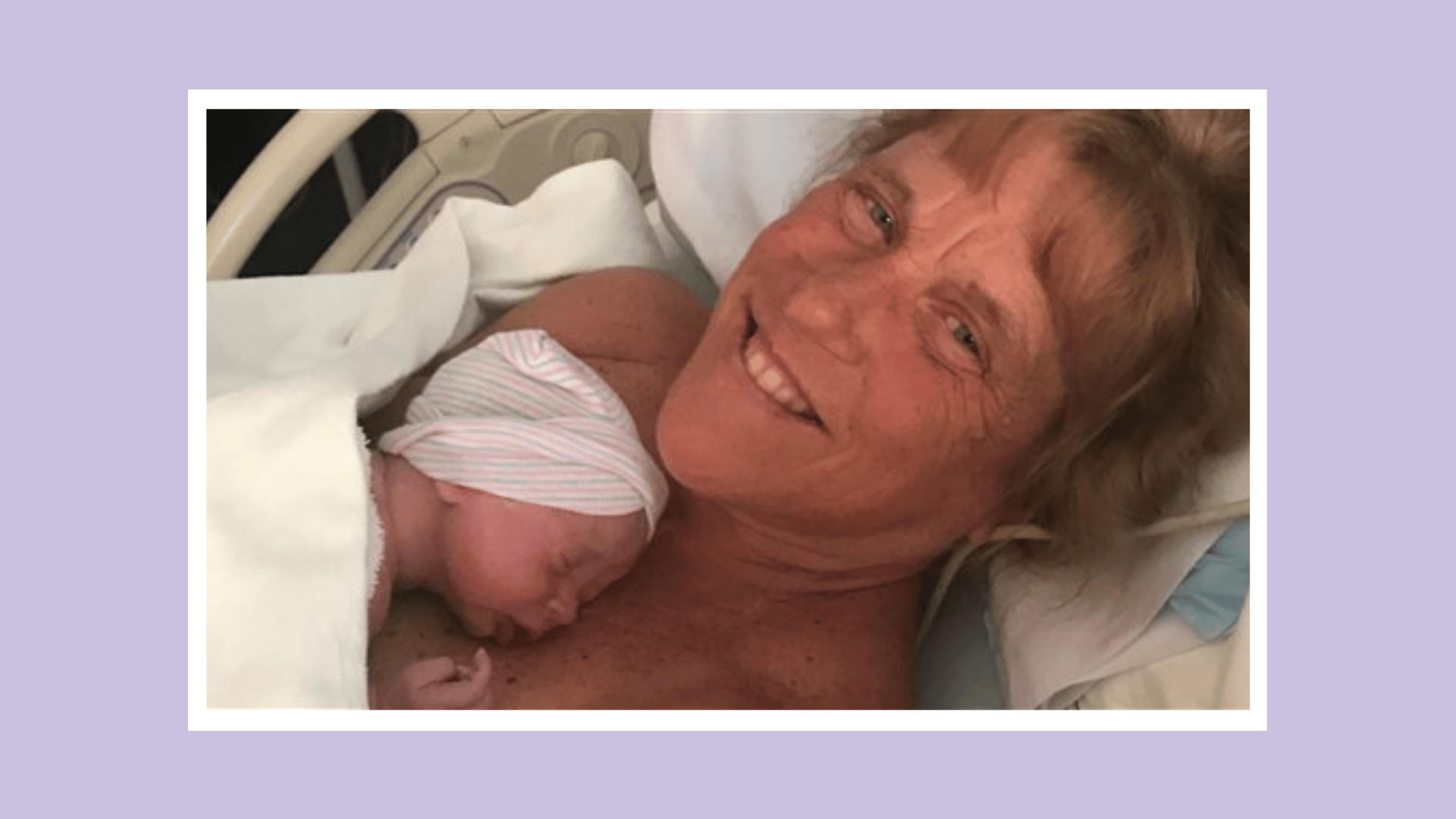 Barbara Higgins holding newborn son in the hospital