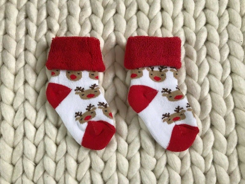 03 Newborn Infant Reindeer Terry Socks Motherly