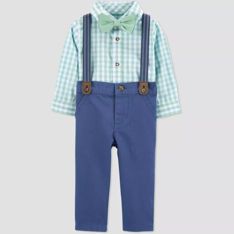 Carter's Just One You® Baby Boys' Gingham Suspender Top & Pants Set with Bow Tie