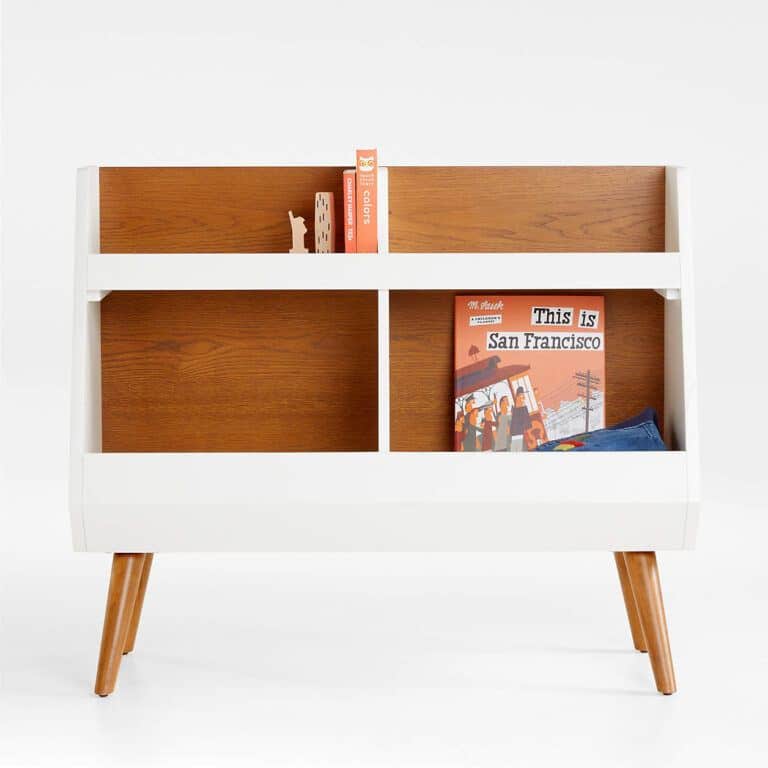 walnut and white mid century bookcase Motherly