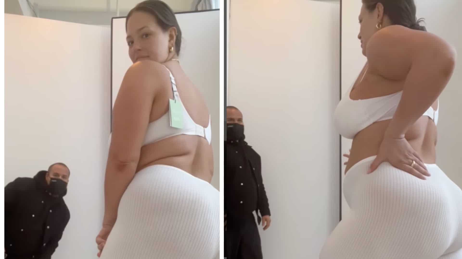 Pregnant Ashley Graham Shows Off Her Underwear as She Works Out