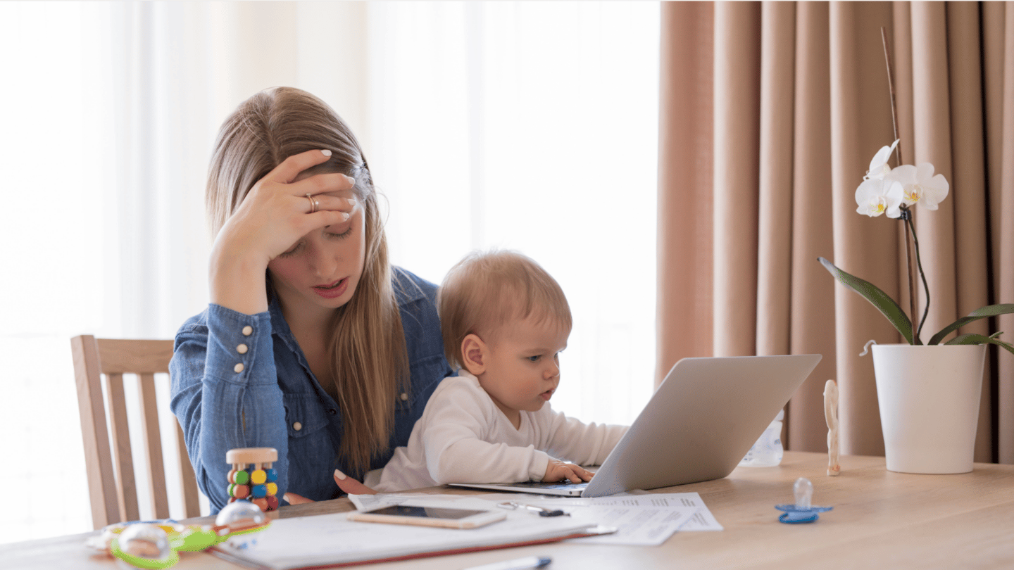 stressed out mom with child