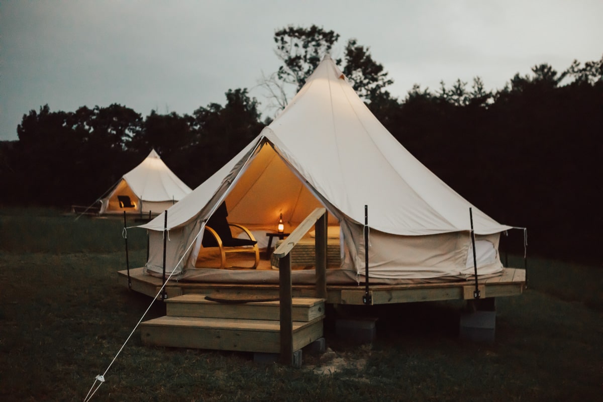 Glamping Tent at Paint Rock in North Carolina 