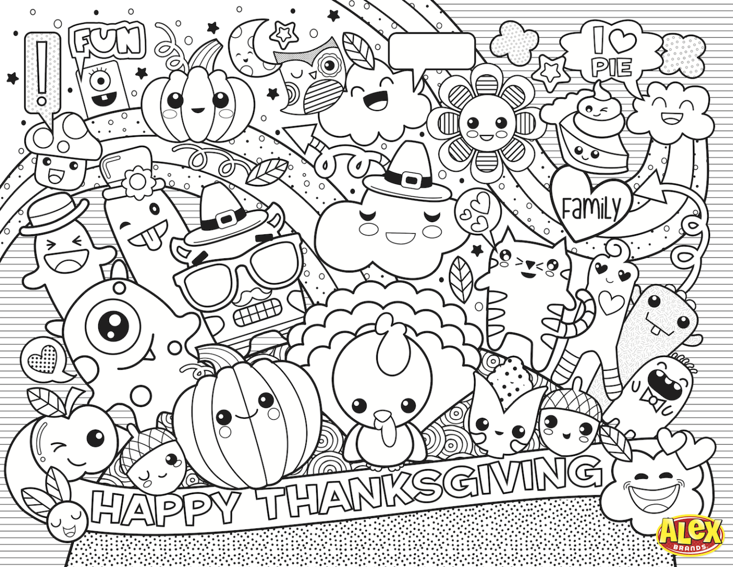 thanks giving coloring pages placemat