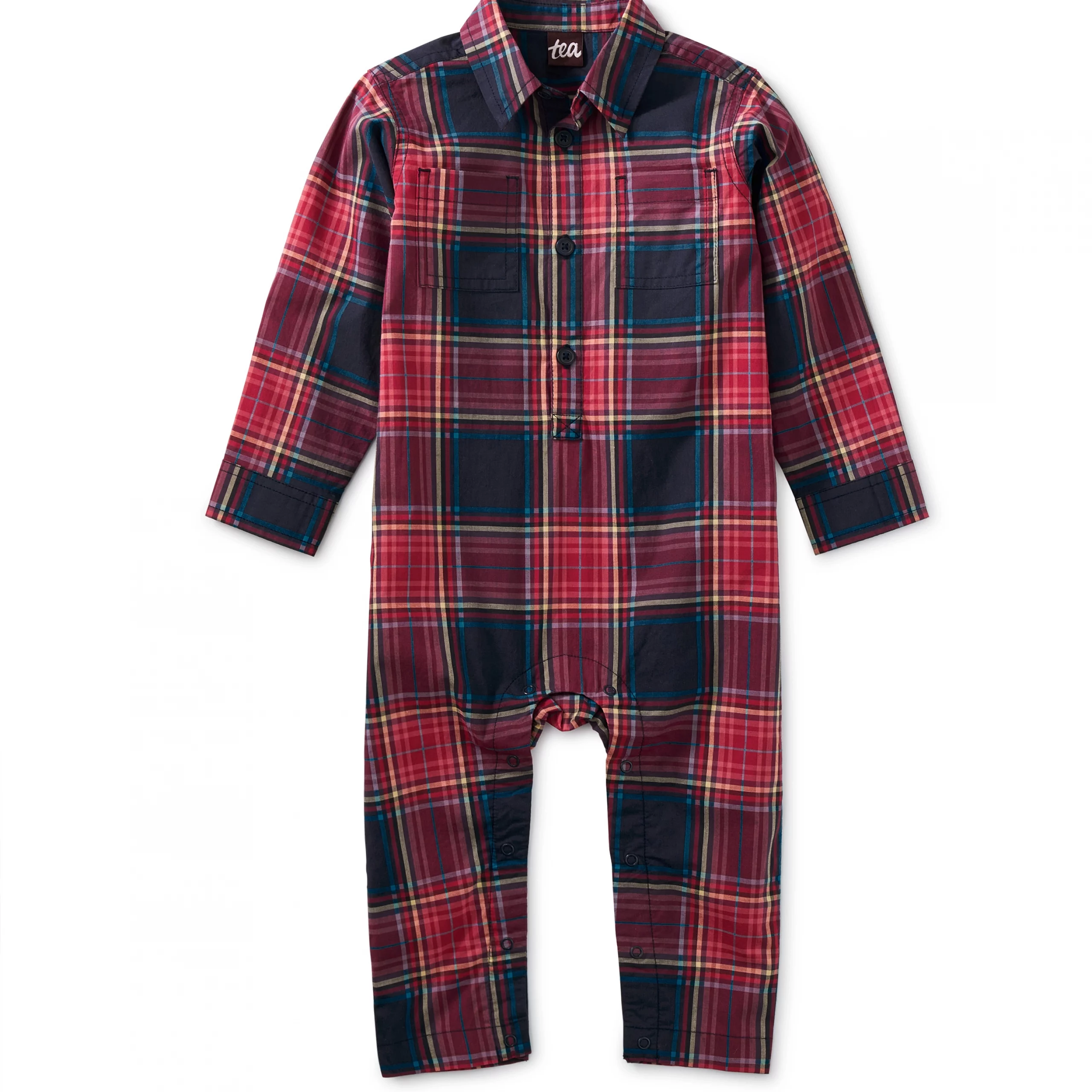 plaid boy romper