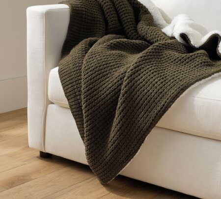 Chenille Waffle Sherpa Back Throw by Pottery Barn