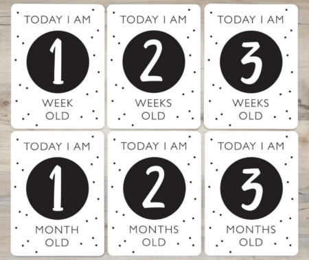 JennyLeicesterDesign Black and White Milestone Cards