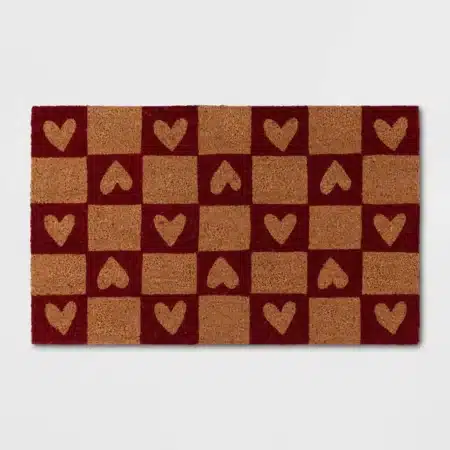 Threshold Checkered Hearts Coir Doormat