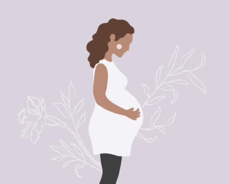 what is matrescence - illustration of pregnant woman holding her stomach