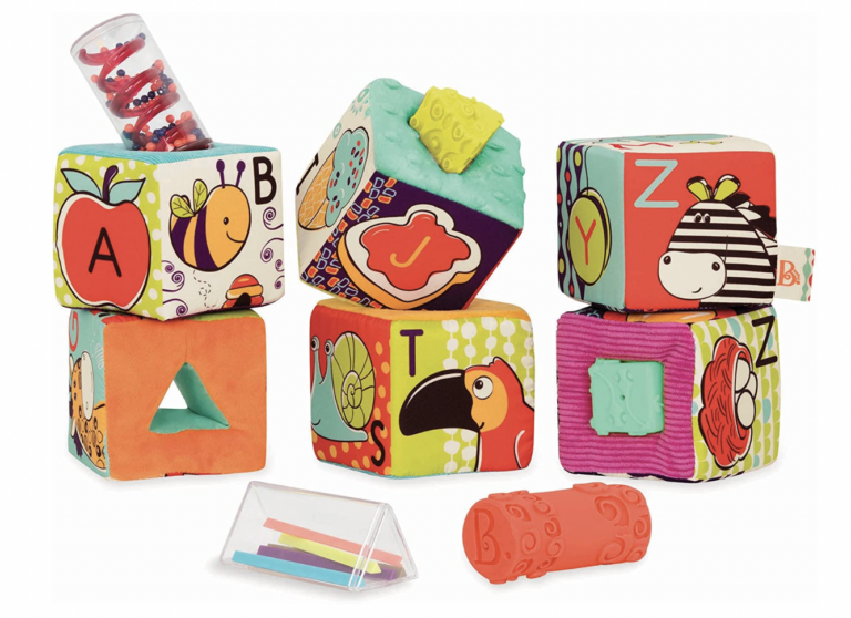 B. toys by Battat ABC Block Party Baby Blocks, an interactive toy to support 5 month old baby development