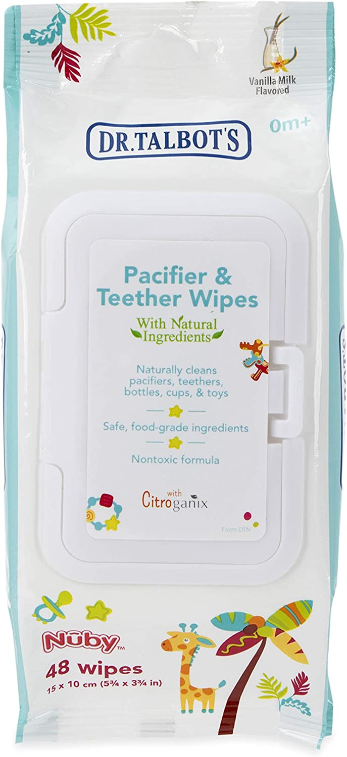 Dr. Talbot's Pacifier and Teether Wipes, one of Motherly's must-haves for 8-month-old babies