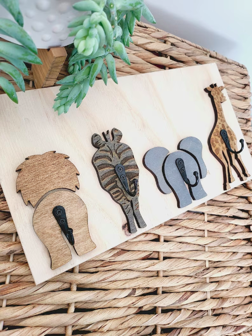 thelittletableau Safari animal hooks for nursery