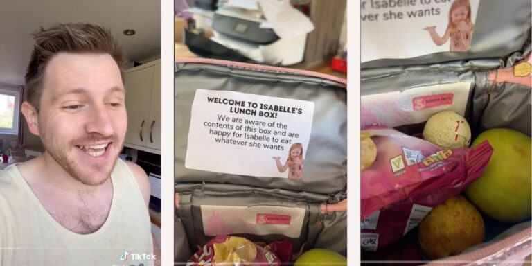 lunch box labels tiktok- dad writes lunch box notes to teachers