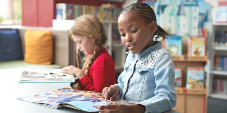 Children reading in school