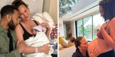 Chrissy Teigen and John Legend pose with their fourth baby