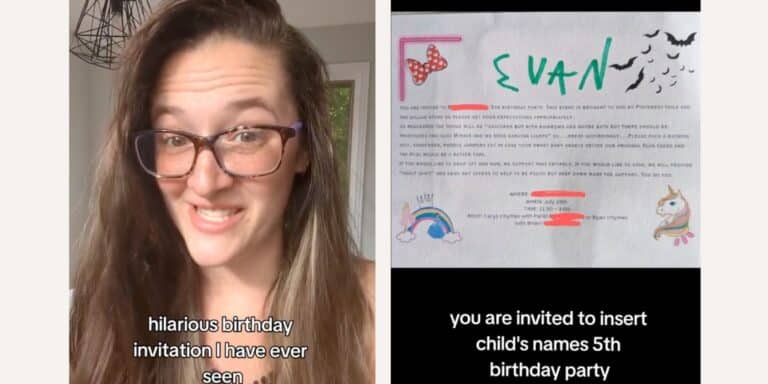 Mom shares birthday party invitation