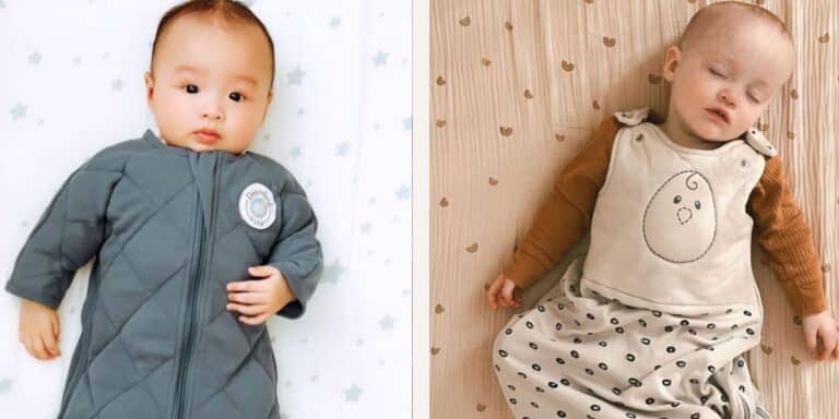 Babies wearing weighted sleep sacks