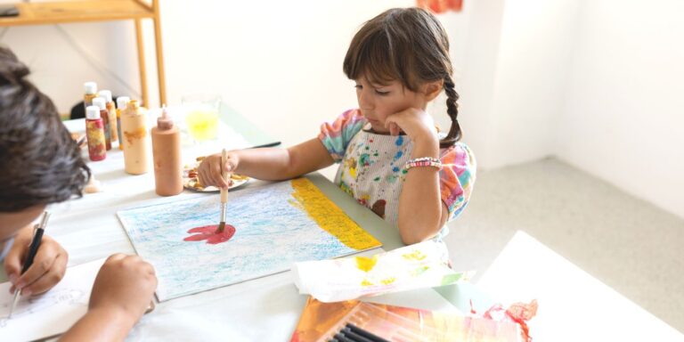 Girl at painting art class