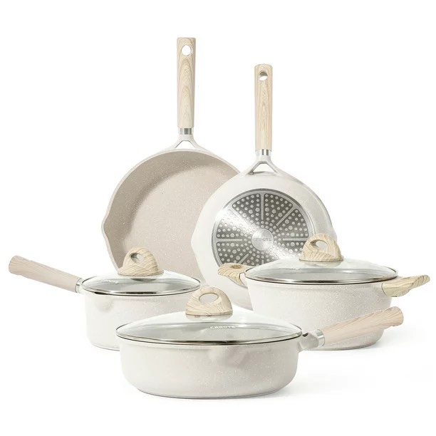 Carote Nonstick Pots and Pans Set 8 Pcs Induction Kitchen Cookware Sets Beige Granite e9d3217f cb9e 4b2e b6ed 9257746d0db1.9cb68168f33cb5211bd4690fd5cfcfdb Motherly