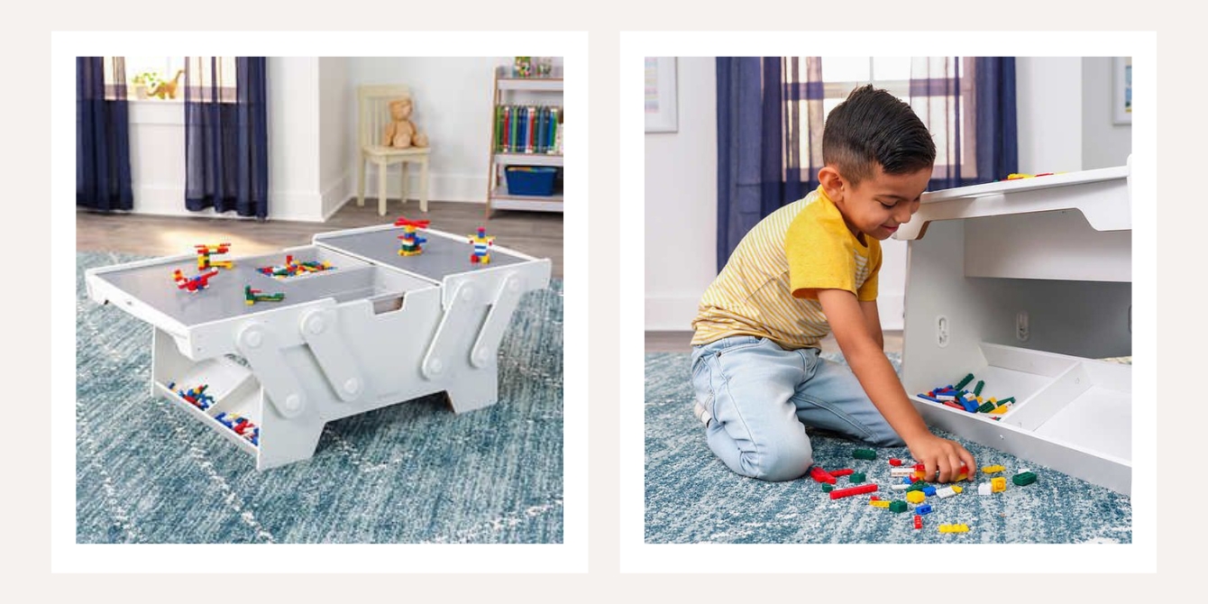 Plastic lego shop table with storage