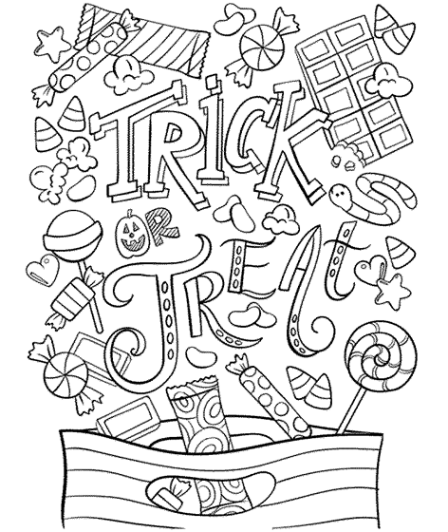 trick or treat bag coloring pages