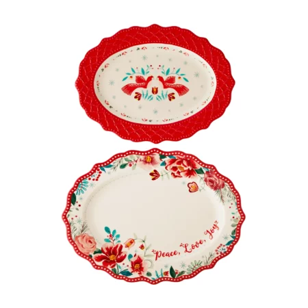 Pioneer Woman Cheerful Rose 12 Holiday Cookie Sharing Plate