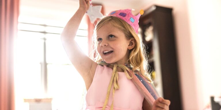 Little girl wearing princess costume