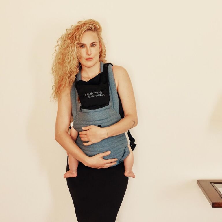 Rumer Willis baby registry items - bumpsuit armadillo baby carrier