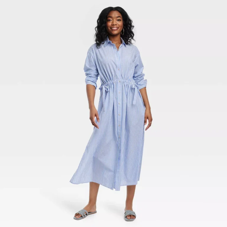 Universal Thread Long Sleeve Cinch Waist Maxi Shirtdress