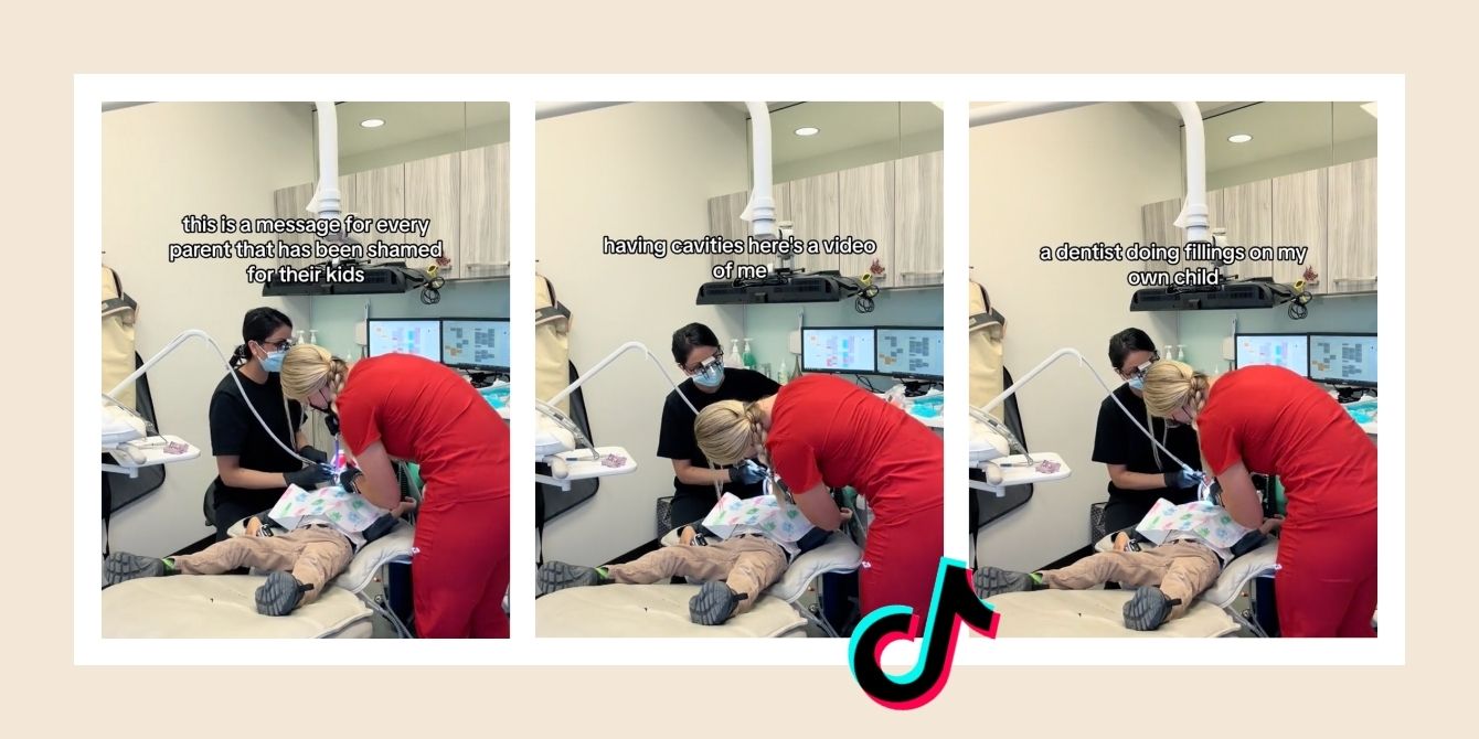 Dentist filling child's cavities