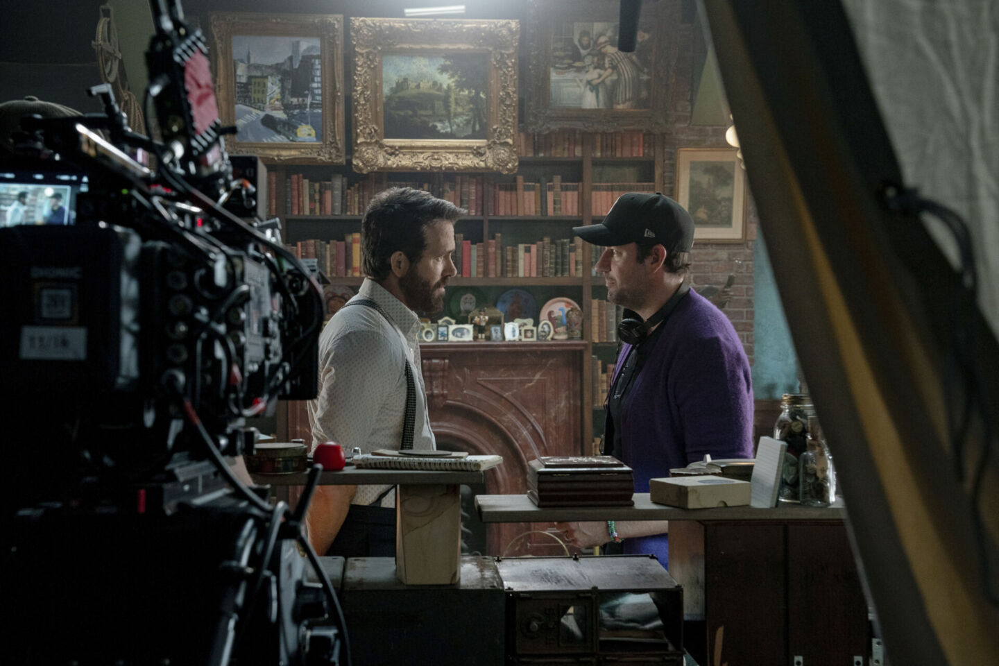 Ryan Reynolds and director John Krasinski on the set of Paramount Pictures' "IF."