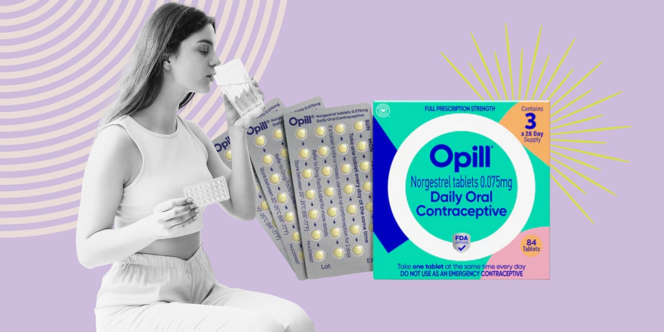 woman taking Opill birth control