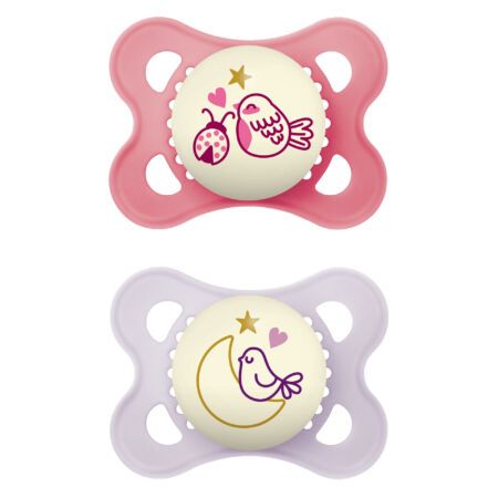 MAM Night Pacifier, 0-6 Months, 2 Pack, Girl