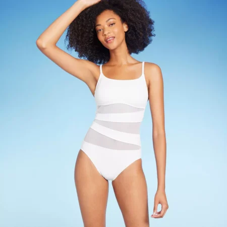 Shade & Shore Mesh Front One Piece Swimsuit